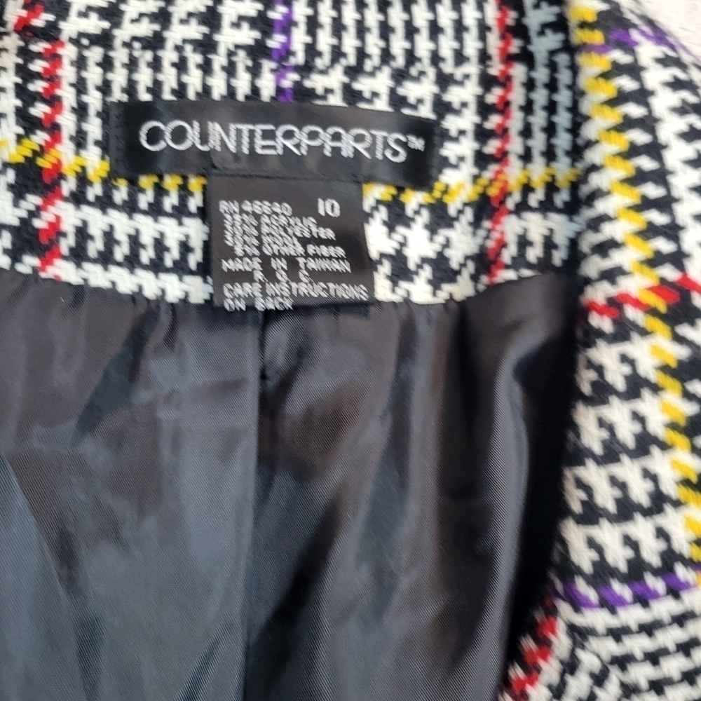 Multi Color Houndstooth Wool Blazer - image 2